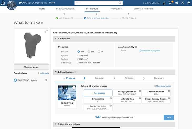 Dassault Systèmes COVID Manufacturing Marketplace